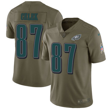 Nike Eagles #87 Brent Celek Olive Youth Stitched NFL Limited 2017 Salute to Service Jersey