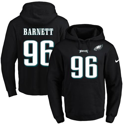 Nike Eagles #96 Derek Barnett Black Name & Number Pullover NFL Hoodie