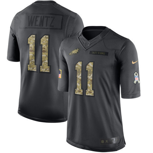 Nike Eagles 11 Carson Wentz Anthracite Salute To Service Limited Jersey