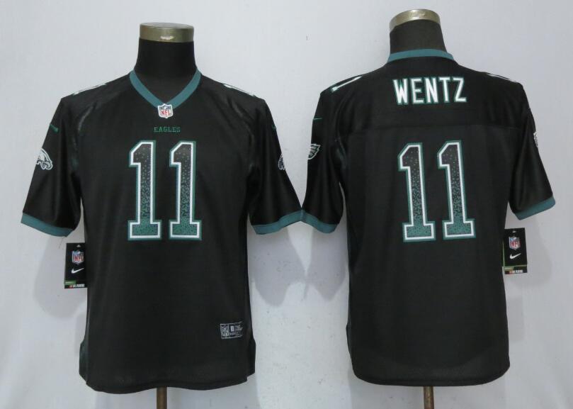Nike Eagles 11 Carson Wentz Black Women Drift Fashion Jersey