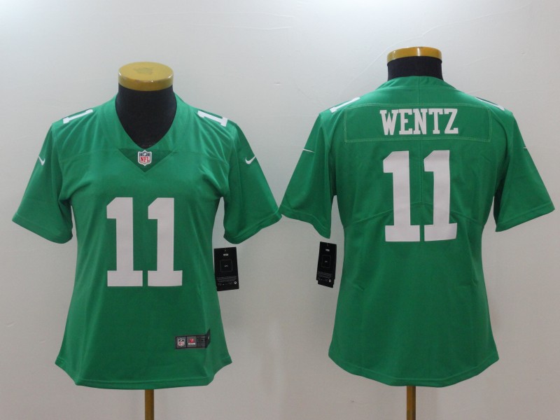 Nike Eagles 11 Carson Wentz Green Women Vapor Untouchable Player Limited Jersey