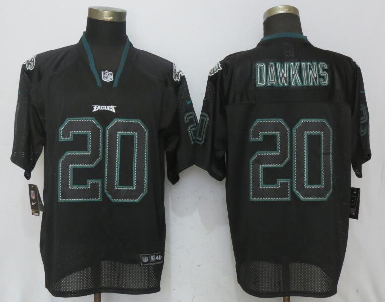 Nike Eagles 20 Brian Dawkins Black Lights Out Elite Jersey