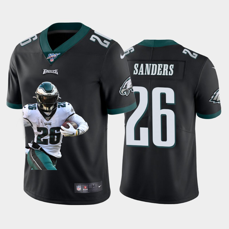 Nike Eagles 26 Miles Sanders Black Player Name Logo 100th Season Vapor Untouchable Limited Jersey
