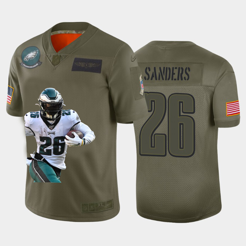 Nike Eagles 26 Miles Sanders Olive Player Name Logo Vapor Untouchable Limited Jersey