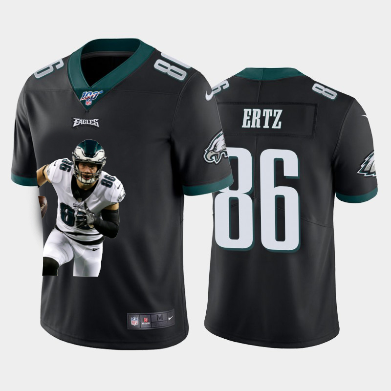 Nike Eagles 86 Zach Ertz Black Player Name Logo 100th Season Vapor Untouchable Limited Jersey