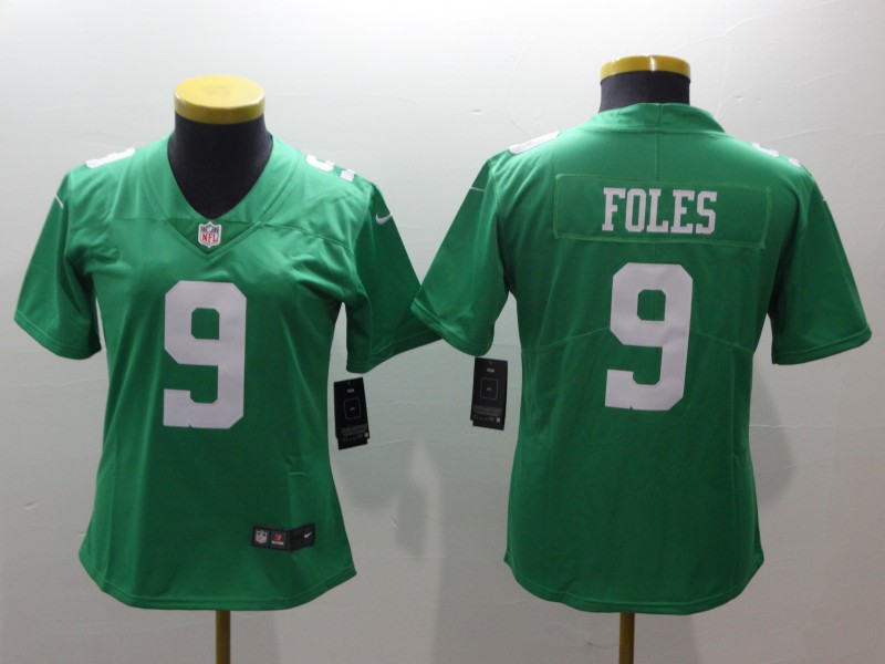 Nike Eagles 9 Nick Foles Green Women Throwback Vapor Untouchable Player Limited Jersey