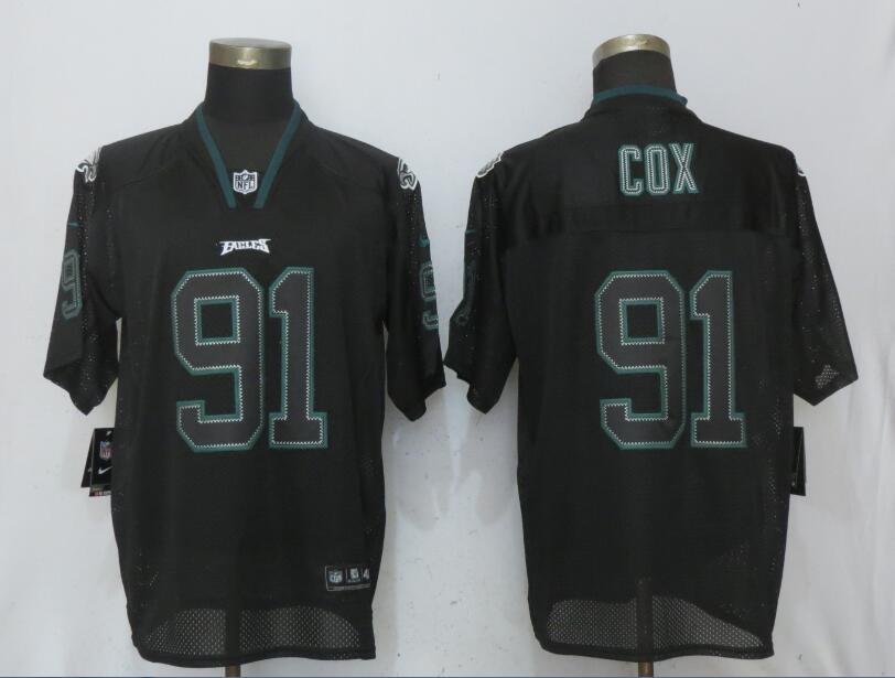 Nike Eagles 91 Fletcher Cox Black Lights Out Elite Jersey
