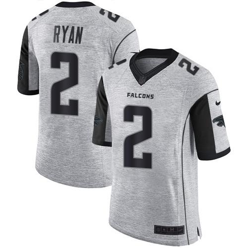 Nike Falcons #2 Matt Ryan Gray Men's Stitched NFL Limited Gridiron Gray II Jersey Nike Falcons #2 Matt Ryan Gray Men's Stitched NFL Limited Gridiron Gray II Jersey