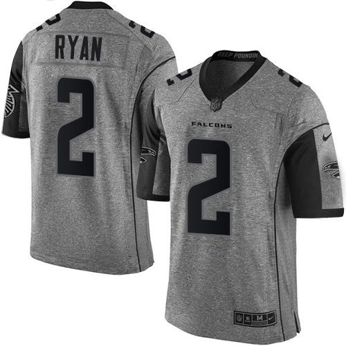 Nike Falcons #2 Matt Ryan Gray Men's Stitched NFL Limited Gridiron Gray Jersey Nike Falcons #2 Matt Ryan Gray Men's Stitched NFL Limited Gridiron Gray Jersey