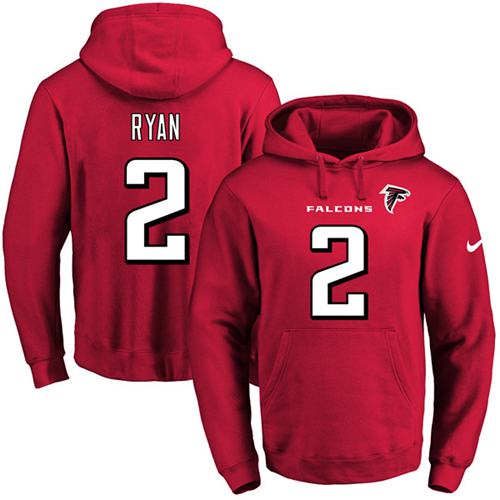 Nike Falcons #2 Matt Ryan Red Name & Number Pullover NFL Hoodie Nike Falcons #2 Matt Ryan Red Name & Number Pullover NFL Hoodie