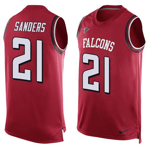 Nike Falcons #21 Deion Sanders Red Team Color Men's Stitched NFL Limited Tank Top Jersey Nike Falcons #21 Deion Sanders Red Team Color Men's Stitched NFL Limited Tank Top Jersey