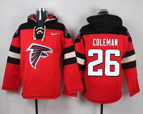 Nike Falcons #26 Tevin Coleman Red Player Pullover NFL Hoodie Nike Falcons #26 Tevin Coleman Red Player Pullover NFL Hoodie