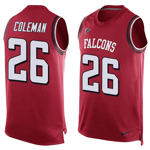 Nike Falcons #26 Tevin Coleman Red Team Color Men's Stitched NFL Limited Tank Top Jersey Nike Falcons #26 Tevin Coleman Red Team Color Men's Stitched NFL Limited Tank Top Jersey