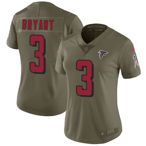 Nike Falcons #3 Matt Bryant Olive Women's Stitched NFL Limited 2017 Salute to Service Jersey Nike Falcons #3 Matt Bryant Olive Women's Stitched NFL Limited 2017 Salute to Service Jersey