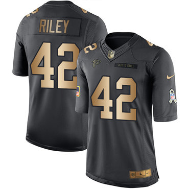 Nike Falcons #42 Duke Riley Black Men's Stitched NFL Limited Gold Salute To Service Jersey