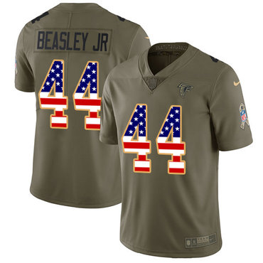 Nike Falcons #44 Vic Beasley Jr Olive USA Flag Men's Stitched NFL Limited 2017 Salute To Service Jersey