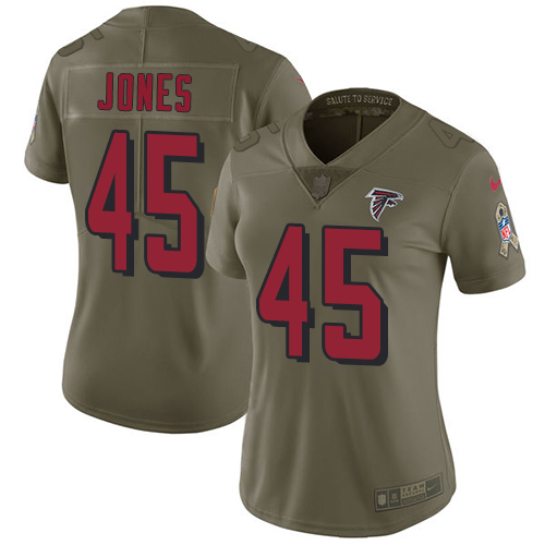 Nike Falcons #45 Deion Jones Olive Women's Stitched NFL Limited 2017 Salute to Service Jersey Nike Falcons #45 Deion Jones Olive Women's Stitched NFL Limited 2017 Salute to Service Jersey