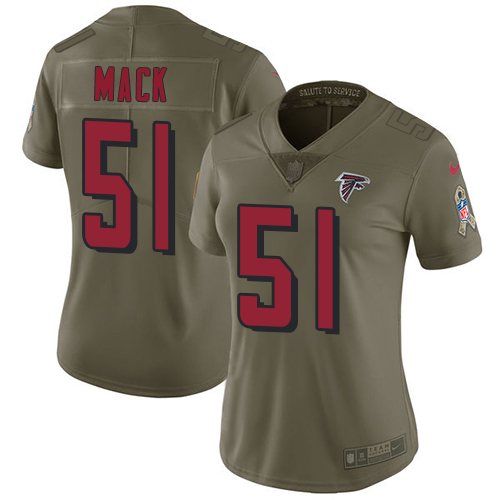 Nike Falcons #51 Alex Mack Olive Women's Stitched NFL Limited 2017 Salute to Service Jersey Nike Falcons #51 Alex Mack Olive Women's Stitched NFL Limited 2017 Salute to Service Jersey