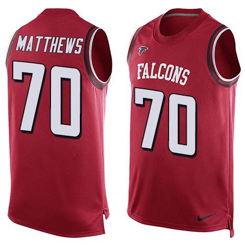 Nike Falcons #70 Jake Matthews Red Team Color Men's Stitched NFL Limited Tank Top Jersey Nike Falcons #70 Jake Matthews Red Team Color Men's Stitched NFL Limited Tank Top Jersey