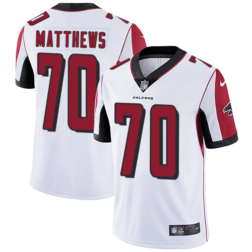 Nike Falcons #70 Jake Matthews White Men's Stitched NFL Vapor Untouchable Limited Jersey Nike Falcons #70 Jake Matthews White Men's Stitched NFL Vapor Untouchable Limited Jersey