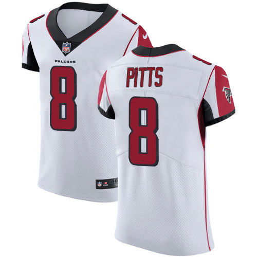 Nike Falcons #8 Kyle Pitts White Men's Stitched NFL Vapor Untouchable Elite Jersey Nike Falcons #8 Kyle Pitts White Men's Stitched NFL Vapor Untouchable Elite Jersey