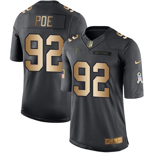 Nike Falcons #92 Dontari Poe Black Men's Stitched NFL Limited Gold Salute To Service Jersey