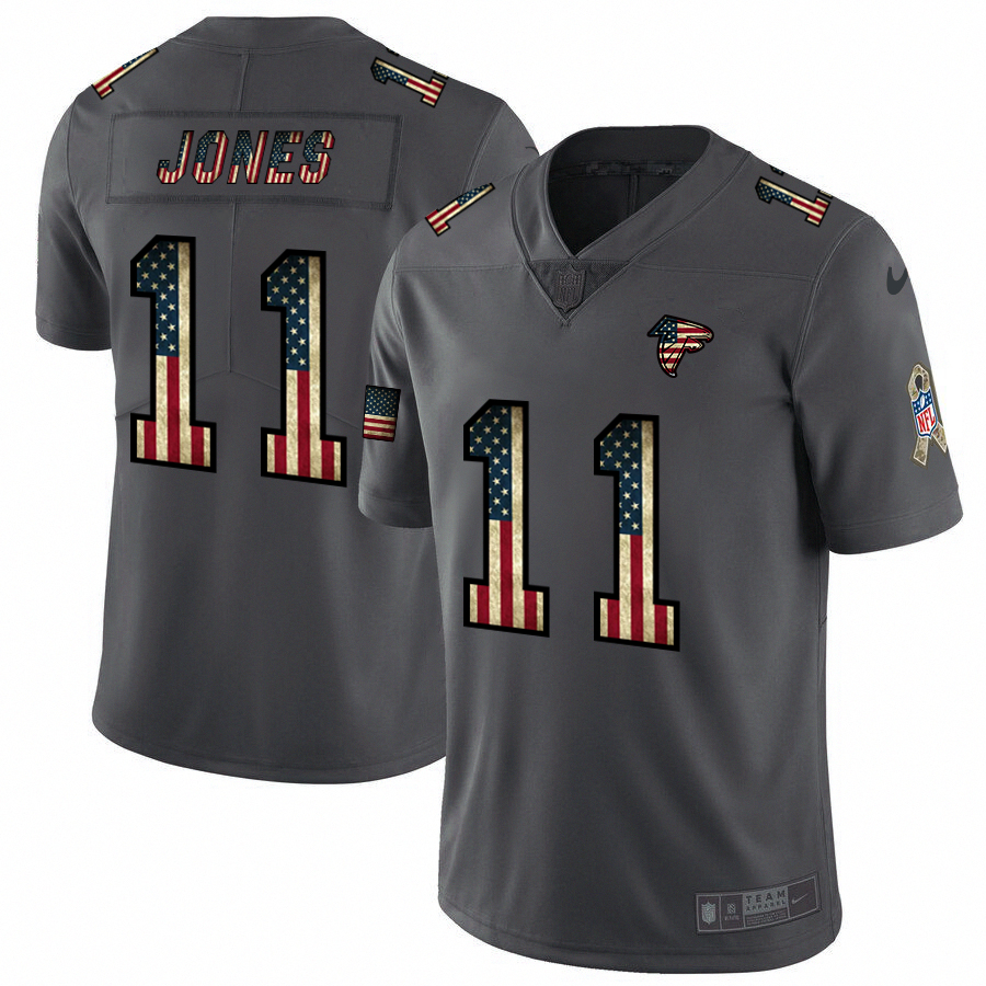 Nike Falcons 11 Julio Jones 2019 Salute To Service USA Flag Fashion Limited Jersey Nike Falcons 11 Julio Jones 2019 Salute To Service USA Flag Fashion Limited Jersey