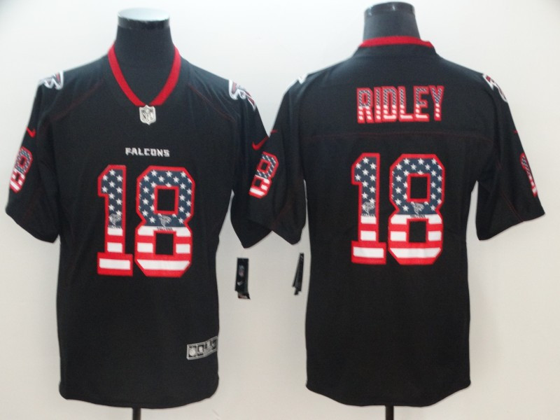 Nike Falcons 18 Calvin Ridley Black USA Flag Fashion Limited Jersey Nike Falcons 18 Calvin Ridley Black USA Flag Fashion Limited Jersey
