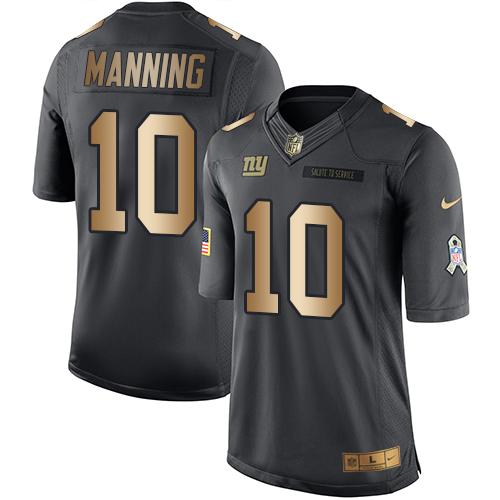 Nike Giants #10 Eli Manning Black Men's Stitched NFL Limited Gold Salute To Service Jersey Nike Giants #10 Eli Manning Black Men's Stitched NFL Limited Gold Salute To Service Jersey