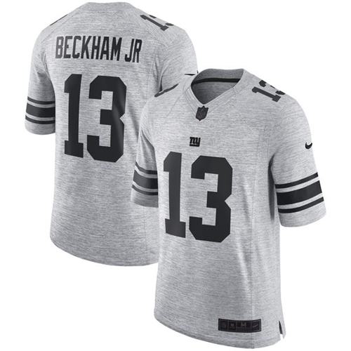 Nike Giants #13 Odell Beckham Jr Gray Men's Stitched NFL Limited Gridiron Gray II Jersey Nike Giants #13 Odell Beckham Jr Gray Men's Stitched NFL Limited Gridiron Gray II Jersey