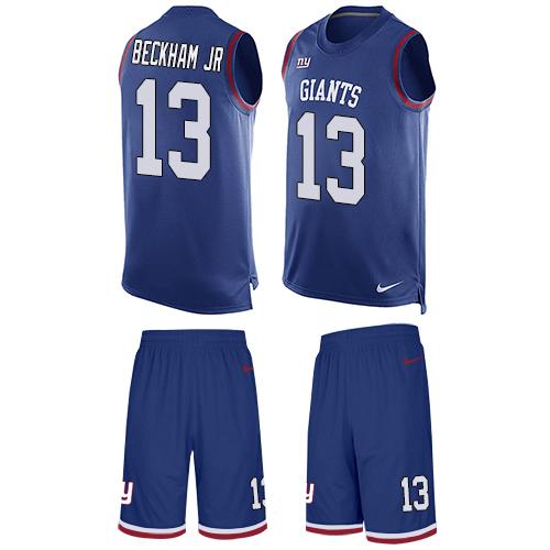 Nike Giants #13 Odell Beckham Jr Royal Blue Team Color Men's Stitched NFL Limited Tank Top Suit Jersey Nike Giants #13 Odell Beckham Jr Royal Blue Team Color Men's Stitched NFL Limited Tank Top Suit Jersey