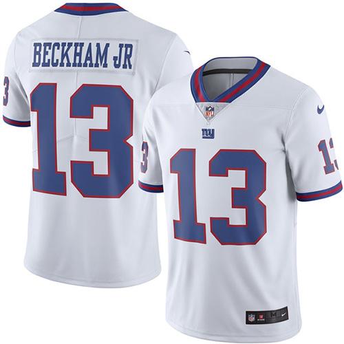 Nike Giants #13 Odell Beckham Jr White Men's Stitched NFL Limited Rush Jersey Nike Giants #13 Odell Beckham Jr White Men's Stitched NFL Limited Rush Jersey
