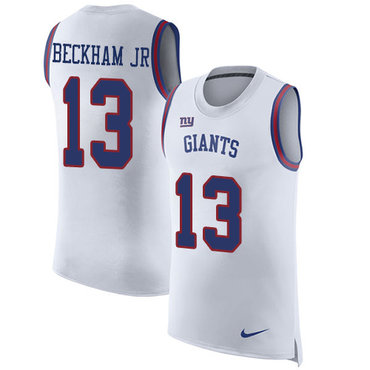 Nike Giants #13 Odell Beckham Jr White Men's Stitched NFL Limited Rush Tank Top Jersey Nike Giants #13 Odell Beckham Jr White Men's Stitched NFL Limited Rush Tank Top Jersey