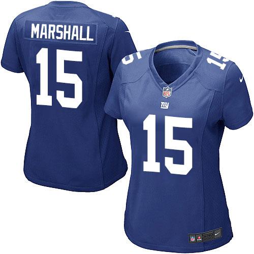 Nike Giants #15 Brandon Marshall Royal Blue Team Color Women's Stitched NFL Elite Jersey