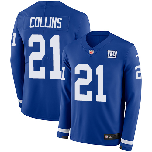 Nike Giants #21 Landon Collins Royal Blue Team Color Men's Stitched NFL Limited Therma Long Sleeve Jersey Nike Giants #21 Landon Collins Royal Blue Team Color Men's Stitched NFL Limited Therma Long Sleeve Jersey