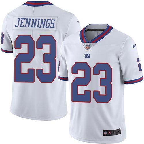 Nike Giants #23 Rashad Jennings White Men's Stitched NFL Limited Rush Jersey Nike Giants #23 Rashad Jennings White Men's Stitched NFL Limited Rush Jersey