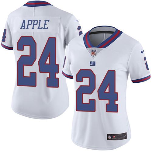 Nike Giants #24 Eli Apple White Women's Stitched NFL Limited Rush Jersey