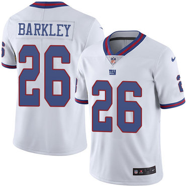 Nike Giants #26 Saquon Barkley White Men's Stitched NFL Limited Rush Jersey Nike Giants #26 Saquon Barkley White Men's Stitched NFL Limited Rush Jersey