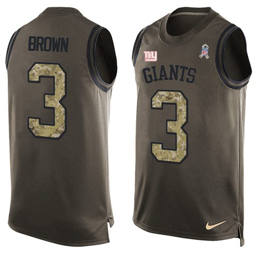 Nike Giants #3 Josh Brown Green Men's Stitched NFL Limited Salute To Service Tank Top Jersey