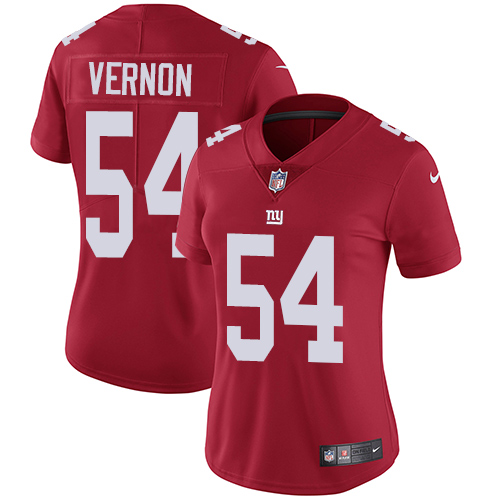 Nike Giants #54 Olivier Vernon Red Alternate Women's Stitched NFL Vapor Untouchable Limited Jersey