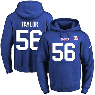 Nike Giants #56 Lawrence Taylor Royal Blue Name & Number Pullover NFL Hoodie Nike Giants #56 Lawrence Taylor Royal Blue Name & Number Pullover NFL Hoodie