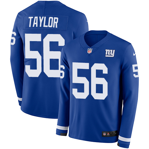 Nike Giants #56 Lawrence Taylor Royal Blue Team Color Men's Stitched NFL Limited Therma Long Sleeve Jersey Nike Giants #56 Lawrence Taylor Royal Blue Team Color Men's Stitched NFL Limited Therma Long Sleeve Jersey