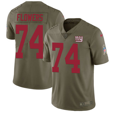 Nike Giants #74 Ereck Flowers Olive Youth Stitched NFL Limited 2017 Salute to Service Jersey