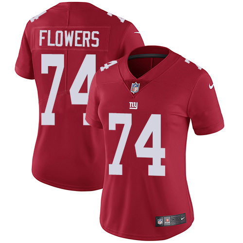 Nike Giants #74 Ereck Flowers Red Alternate Women's Stitched NFL Vapor Untouchable Limited Jersey