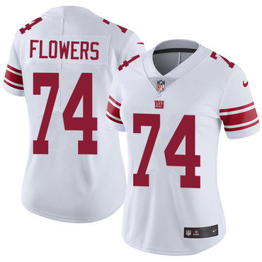 Nike Giants #74 Ereck Flowers White Women's Stitched NFL Vapor Untouchable Limited Jersey