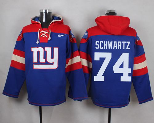 Nike Giants #74 Geoff Schwartz Royal Blue Player Pullover NFL hoodie