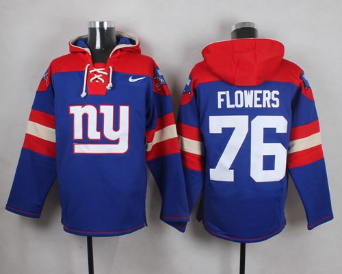 Nike Giants #76 Ereck Flowers Royal Blue Player Pullover NFL Hoodie