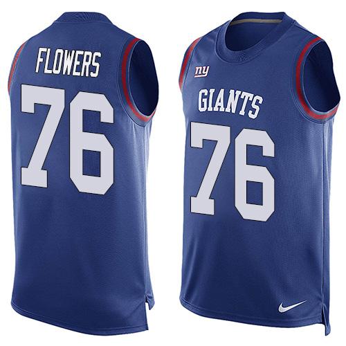 Nike Giants #76 Ereck Flowers Royal Blue Team Color Men's Stitched NFL Limited Tank Top Jersey