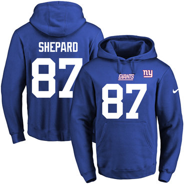 Nike Giants #87 Sterling Shepard Royal Blue Name & Number Pullover NFL Hoodie Nike Giants #87 Sterling Shepard Royal Blue Name & Number Pullover NFL Hoodie