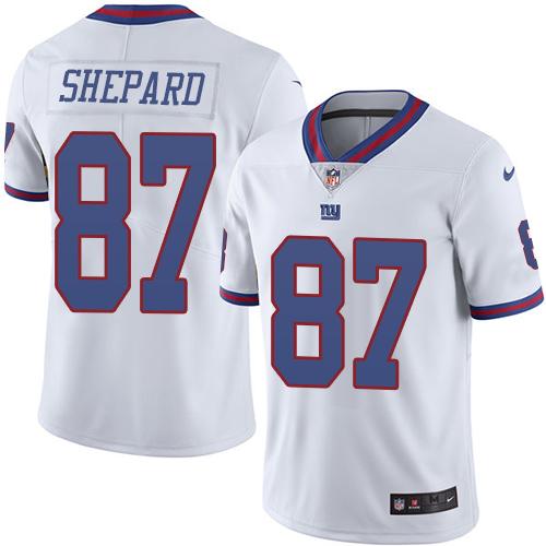 Nike Giants #87 Sterling Shepard White Men's Stitched NFL Limited Rush Jersey Nike Giants #87 Sterling Shepard White Men's Stitched NFL Limited Rush Jersey